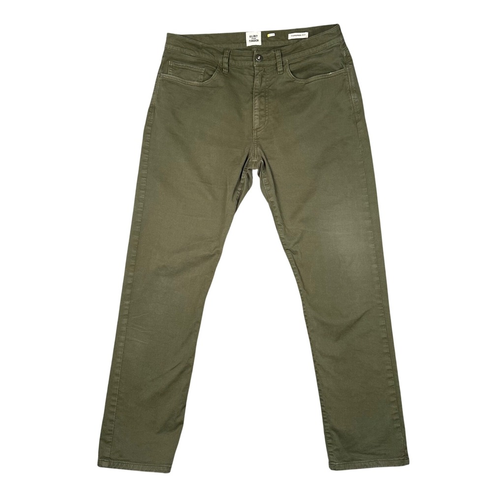 Flint and Tinder 365 Pants Mens 33x29 Olive Green Tapered Stretch Chino